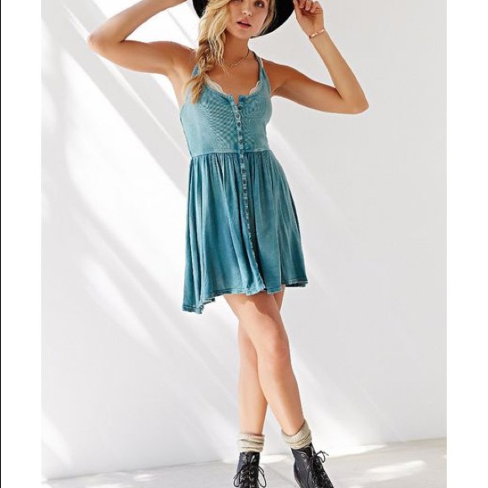 Ecote Moonbeam Button-Front Tank Dress from Urban Outfitters